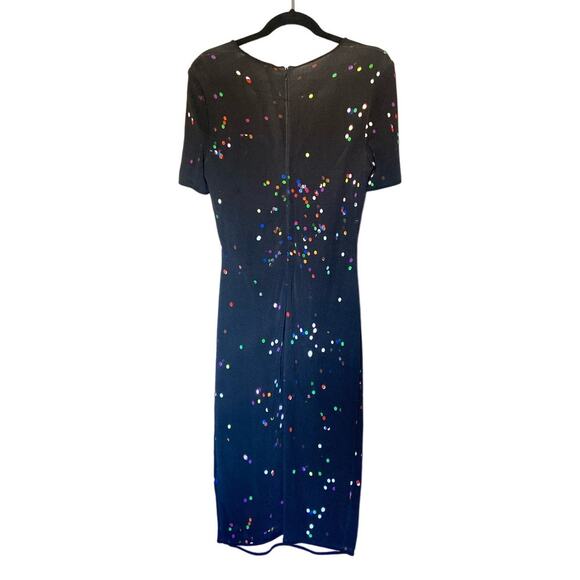 GIVENCHY Muticolor Polka Dot Mesh Knit Bodycon Midi Designer Dress Black Medium - Picture 4 of 7